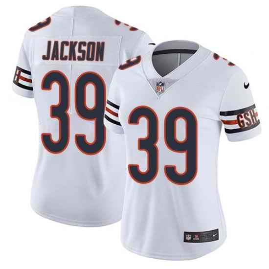 Nike Bears #39 Eddie Jackson White Womens Stitched NFL Vapor Untouchable Limited Jersey